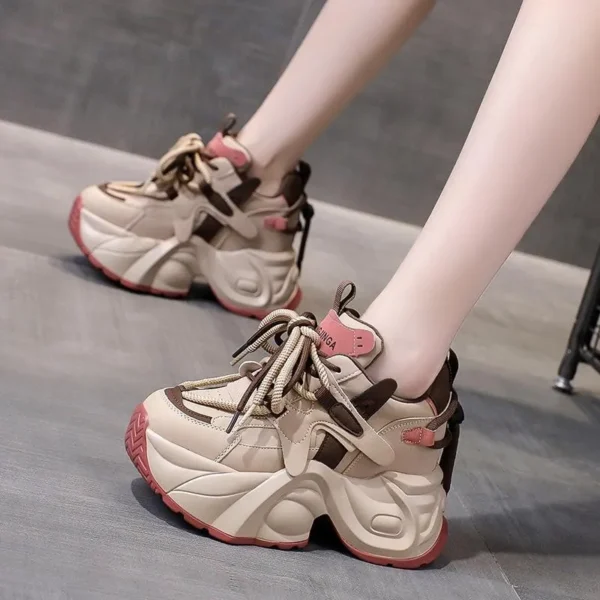 Womens Sneakers Shoes 2024 Fashion Tennis Female Woman-shoes Designer Trainers New Thick Sole Rose High Fabric Lace-Up - Image 2