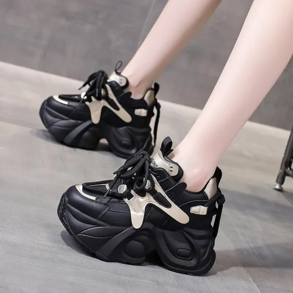 Womens Sneakers Shoes 2024 Fashion Tennis Female Woman-shoes Designer Trainers New Thick Sole Rose High Fabric Lace-Up - Image 5