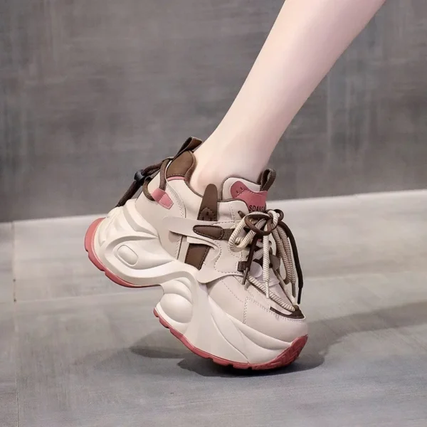Womens Sneakers Shoes 2024 Fashion Tennis Female Woman-shoes Designer Trainers New Thick Sole Rose High Fabric Lace-Up - Image 4