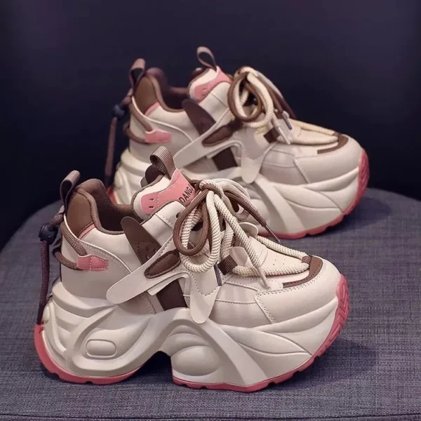 Womens Sneakers Shoes 2024 Fashion Tennis Female Woman-shoes Designer Trainers New Thick Sole Rose High Fabric Lace-Up