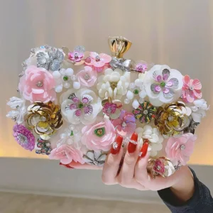 Fashion Women Bags Flower Diamonds Embroidery Small Clutch Luxury Lady Handbags Evening Bags New Arrival Chain Shoulder Purse