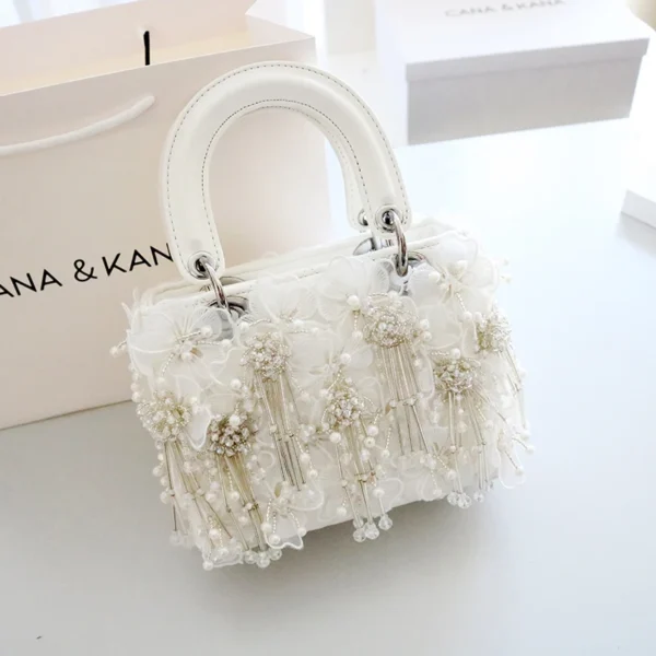Sea Fairy Tassel Flower Bag 2024 Summer New Shoulder Crossbody All Western Style White Women's Bag Princess Bag Cute Banquet Bag - Image 3