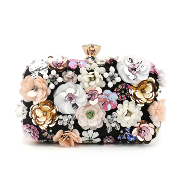 Fashion Women Bags Flower Diamonds Embroidery Small Clutch Luxury Lady Handbags Evening Bags New Arrival Chain Shoulder Purse - Image 3