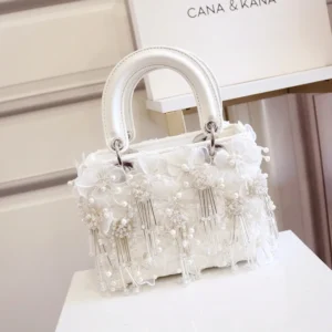 Sea Fairy Tassel Flower Bag 2024 Summer New Shoulder Crossbody All Western Style White Women's Bag Princess Bag Cute Banquet Bag