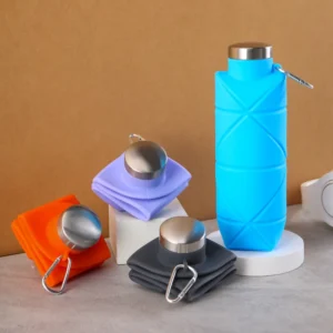 Outdoor silicone portable water kettle sports water bottle water bottle diamond-shaped silicone foldable water cup