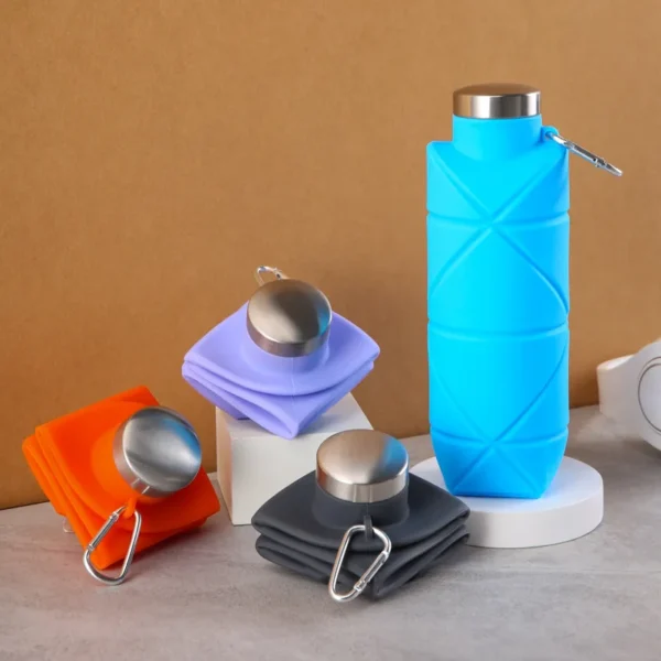 Outdoor silicone portable water kettle sports water bottle water bottle diamond-shaped silicone foldable water cup