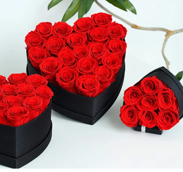 7PCS Peserved Roses in Heart Shape Box Natural Immortal Long Last Real Eternal Rose Mothers Valentines Day Gift Home Party Decor - Image 3