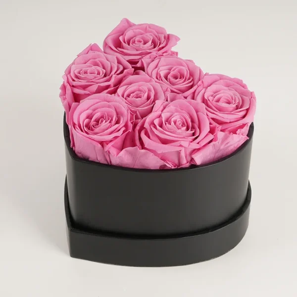 7PCS Peserved Roses in Heart Shape Box Natural Immortal Long Last Real Eternal Rose Mothers Valentines Day Gift Home Party Decor