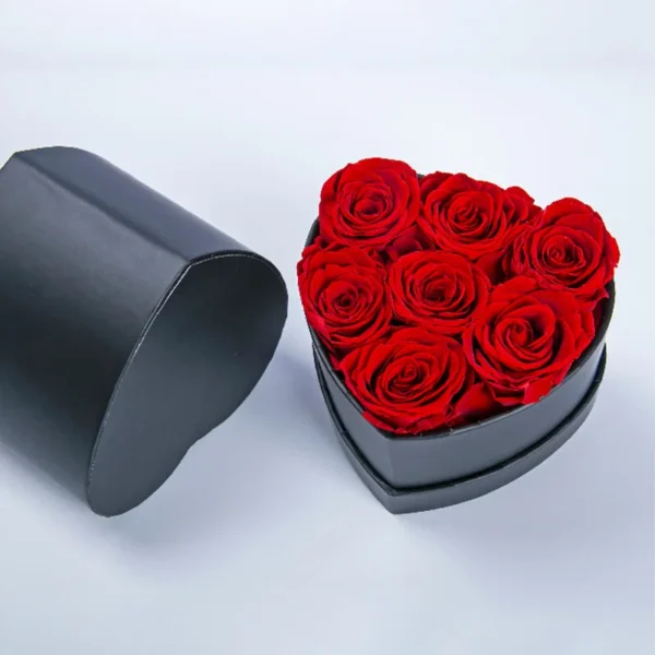 7PCS Peserved Roses in Heart Shape Box Natural Immortal Long Last Real Eternal Rose Mothers Valentines Day Gift Home Party Decor - Image 2