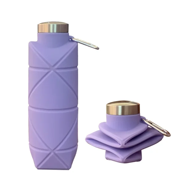 Outdoor silicone portable water kettle sports water bottle water bottle diamond-shaped silicone foldable water cup - Image 3